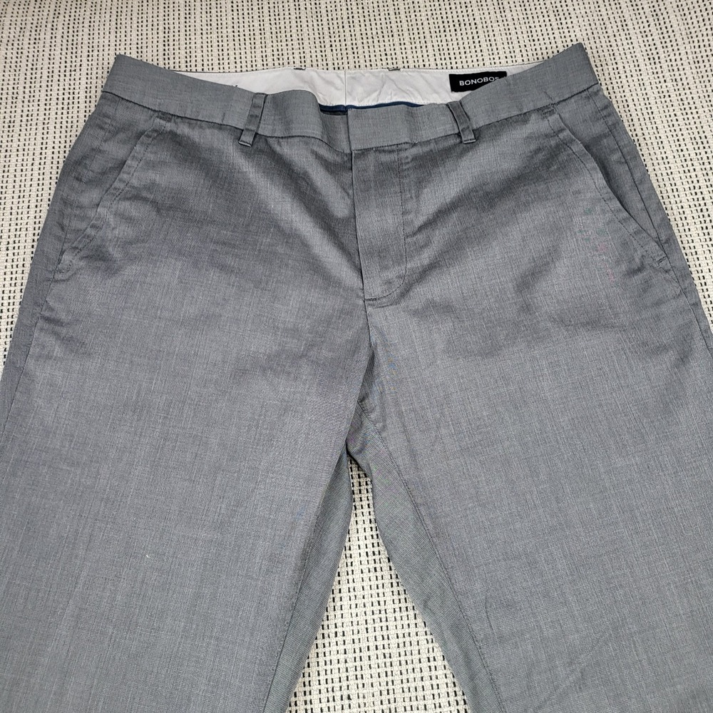 Bonobos Pants Mens 33x34 Gray Chino Flat Front Straight‎ Leg Casual Office